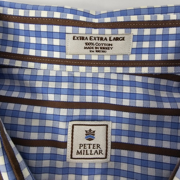 Peter Millar Shirt Mens XXL Blue Check Designer American Preppy Casual Timeless - Picture 3 of 9
